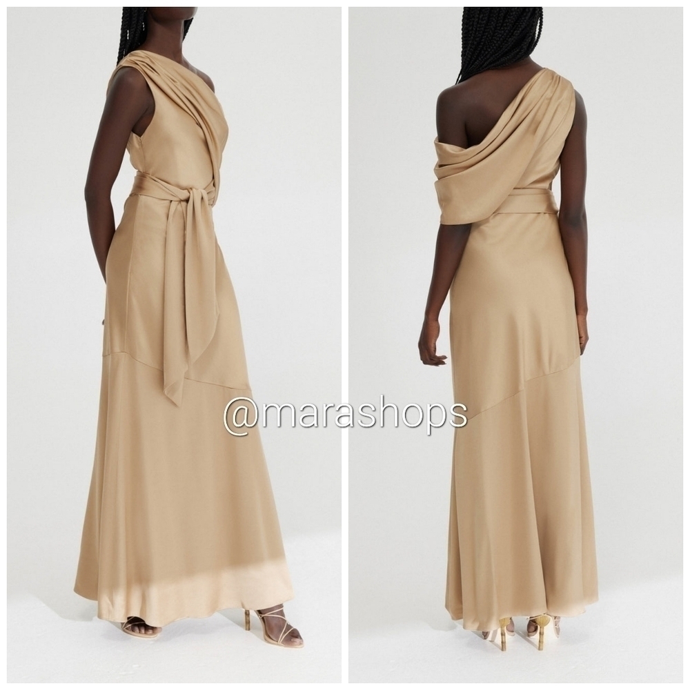Significant Other Erika Tan Satin Dress - Picture 3 of 10